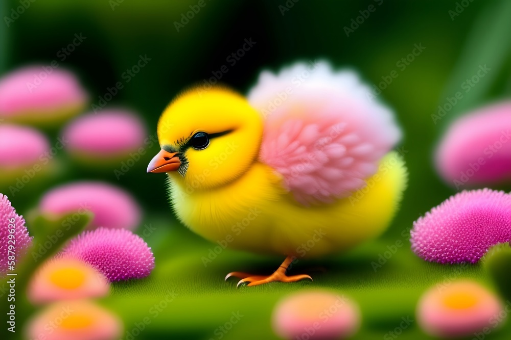 Graphic representation of Adorable Chick in Pastel. Generative AI. 