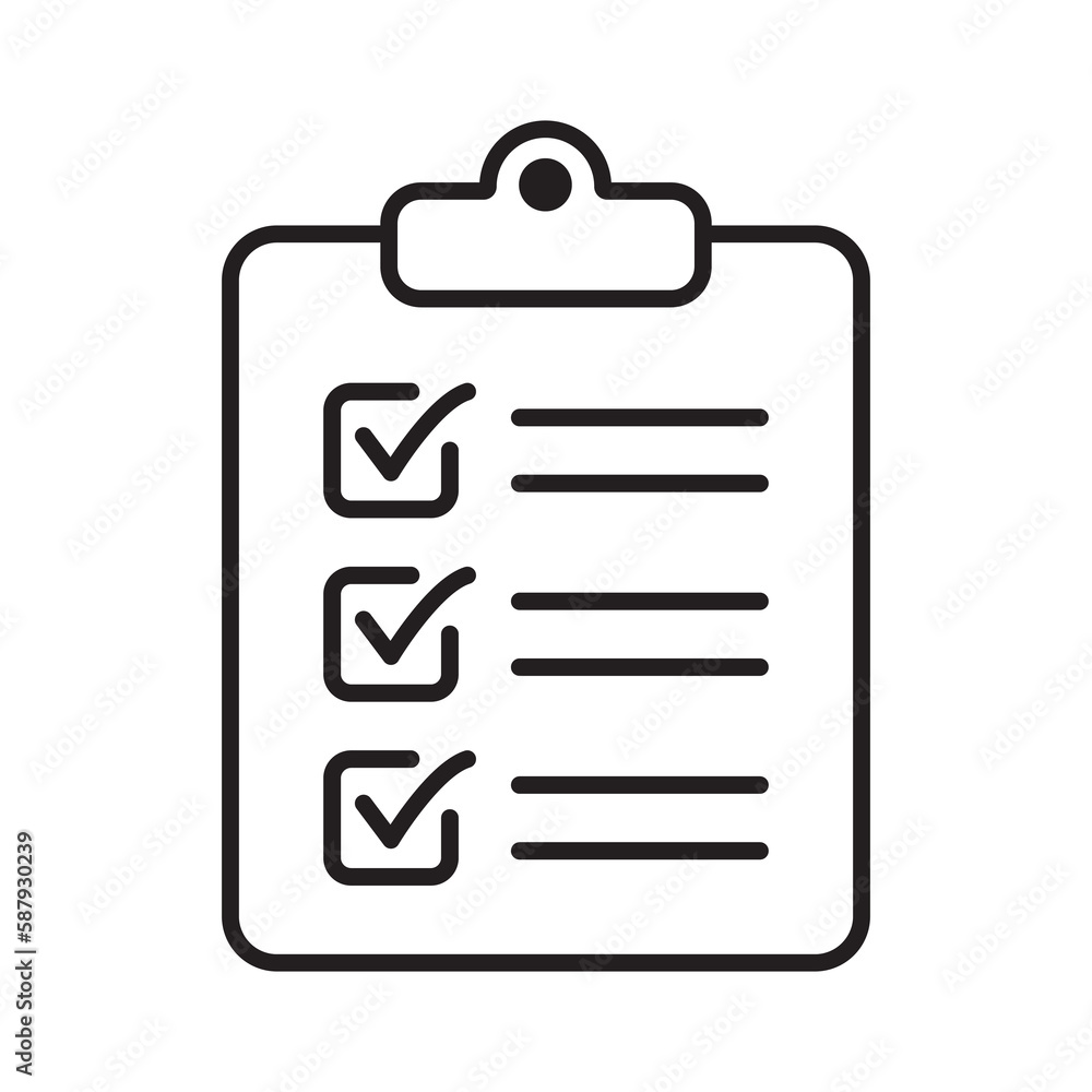 Clipboard and checklist icon. Project management, questionnaire line icon. To do list vector icon for web site and app design. Clipboard and checklist icon. Project management, questionnaire line icon. To do list vector icon for web site and app design.