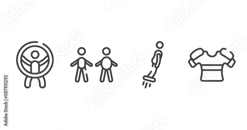 hockey outline icons set. thin line icons sheet included zorbing, body mass index, flyboard, armour vector.