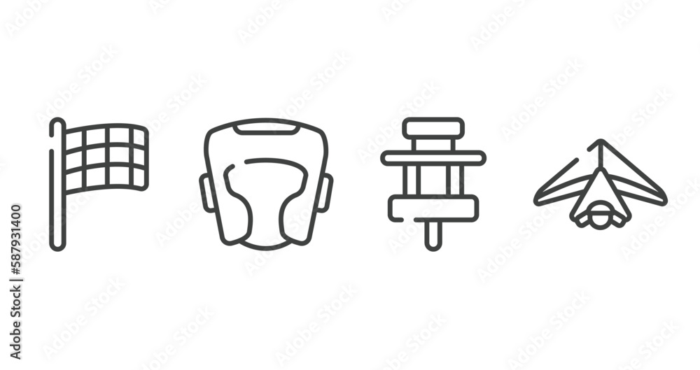 extreme sports outline icons set. thin line icons sheet included black flagged, headgear, paddock, hang gliding vector. extreme sports outline icons set. thin line icons sheet included black flagged, headgear, paddock, hang gliding vector.