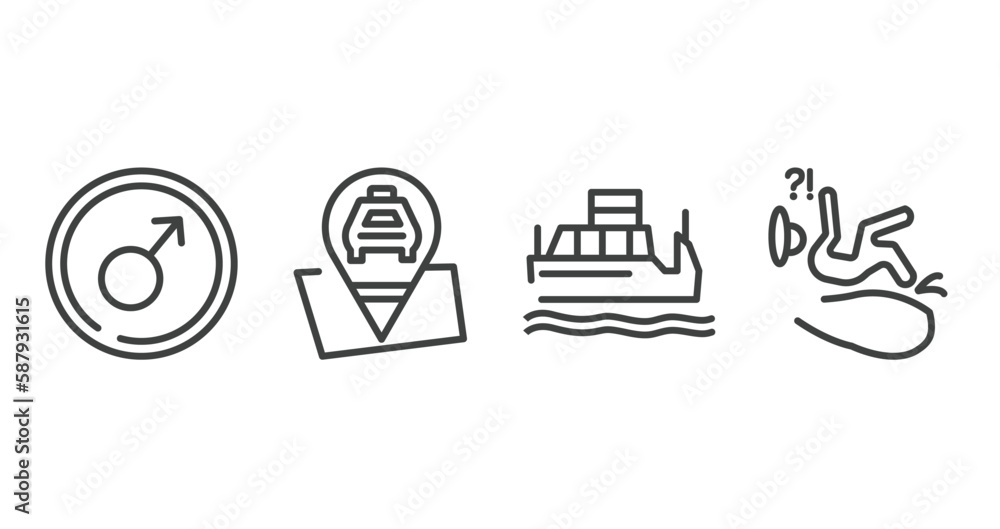 us road signs outline icons set. thin line icons sheet included men, taxi stop, water taxi, slip vector. us road signs outline icons set. thin line icons sheet included men, taxi stop, water taxi, slip vector.