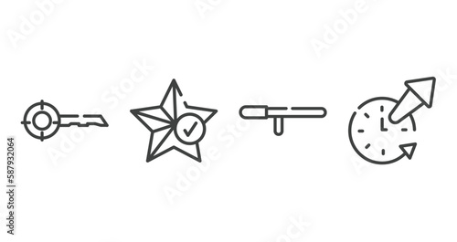 project management outline icons set. thin line icons sheet included keywords, favorites, baton stick, time out vector.