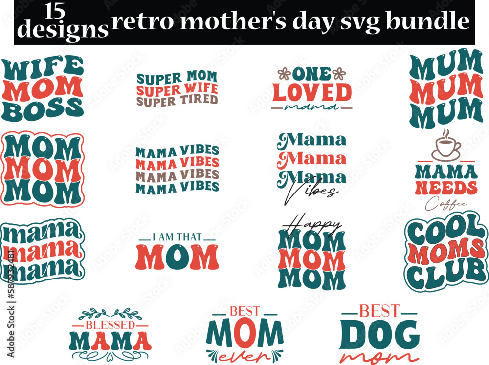 Retro Mother's Day svg bundle, Retro Mother's Day svg design, svg, t-shirt, svg design, shirt design,  T-shirt, QuotesCricut, SvgSilhouette, Svg, T-shirt, Quote, Cats, Birthday, Shirt, DesignWord, Art