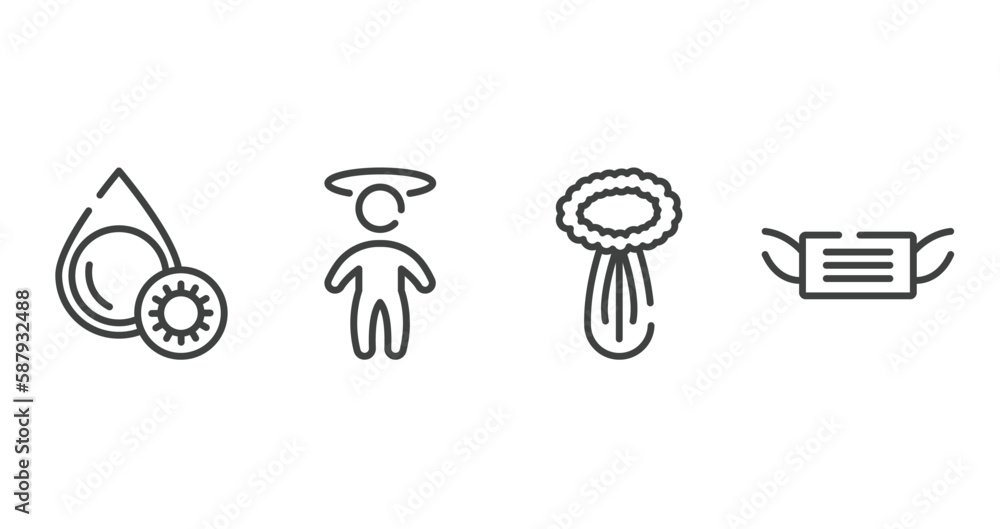 Fototapeta premium allergies outline icons set. thin line icons sheet included platelet, dizzy, celery, medical mask vector.