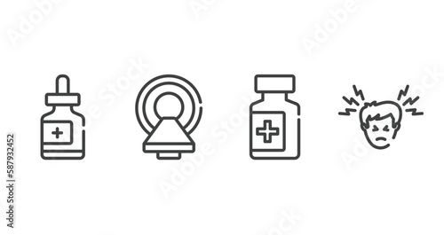 Foto therapy outline icons set
