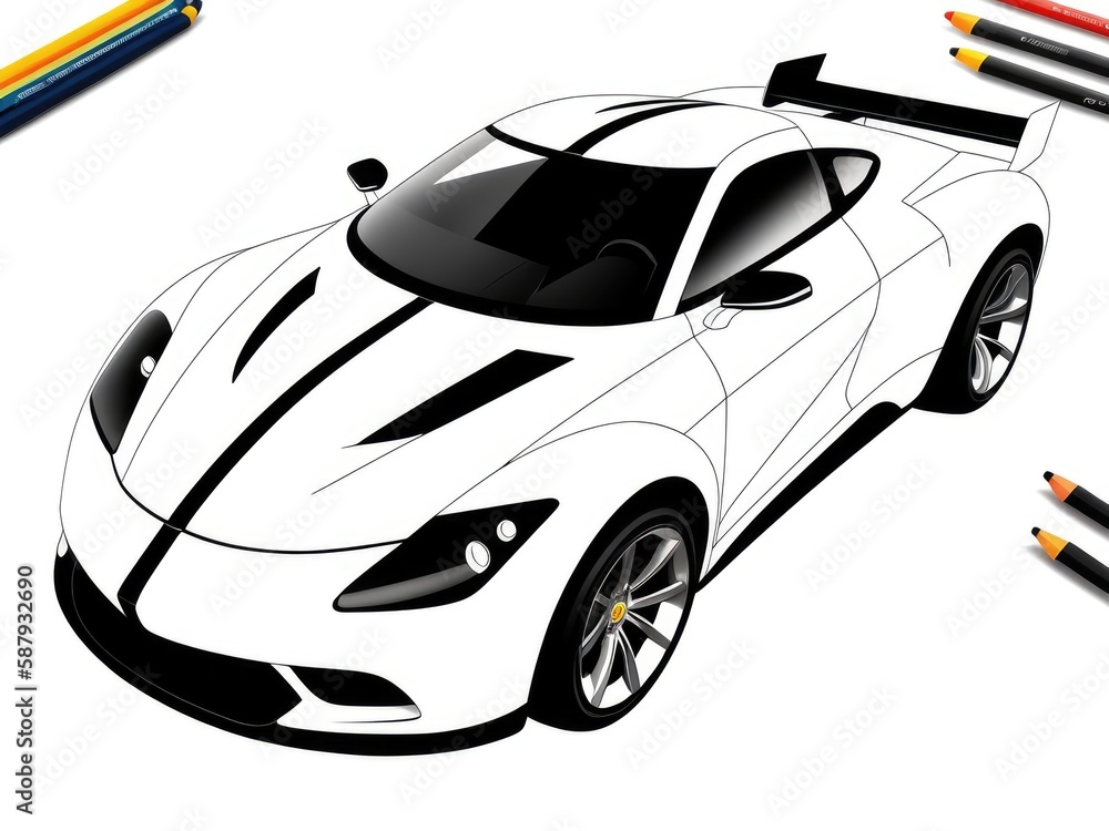 Naklejka premium Concept drawing of a sports car. Generative AI