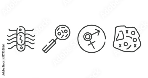 outline icons set. thin line icons sheet included e coli, disease, sexual transmitted disease, microorganism vector.