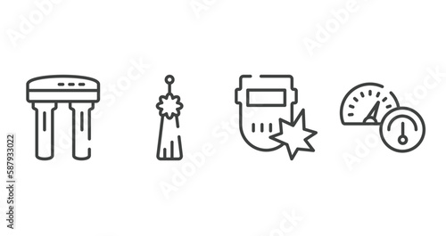 car parts outline icons set. thin line icons sheet included water filter  norigae  weld  oil gauge vector.