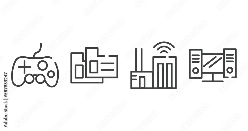 computer outline icons set. thin line icons sheet included controler, case data, smart city, workstation vector. computer outline icons set. thin line icons sheet included controler, case data, smart city, workstation vector.