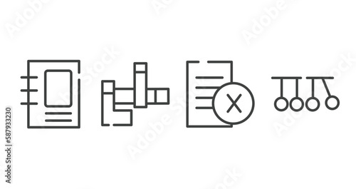 nerd outline icons set. thin line icons sheet included binding, , delete file, newton cradle vector. photo