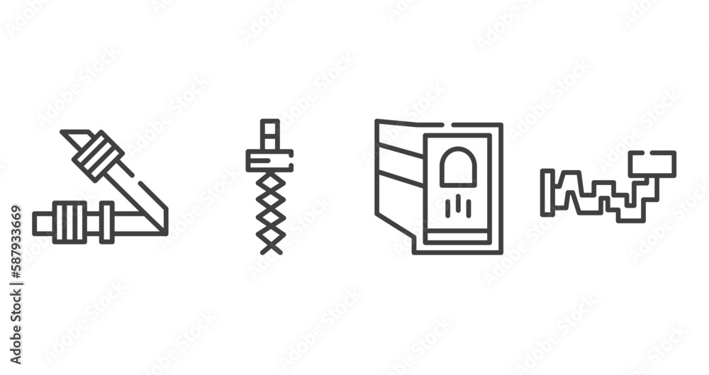 car parts outline icons set. thin line icons sheet included car seat belt or safety belt, car coil, reversing light, crankshaft vector. car parts outline icons set. thin line icons sheet included car seat belt or safety belt, car coil, reversing light, crankshaft vector.