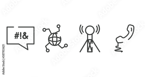 phone icons outline icons set. thin line icons sheet included swear, internet connection, wireless connectivity, telephone auricular with cable vector.