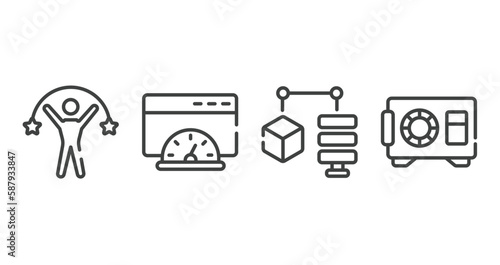 cryptocurrency outline icons set. thin line icons sheet included pathway, possibility, address book, cryptographic vector.