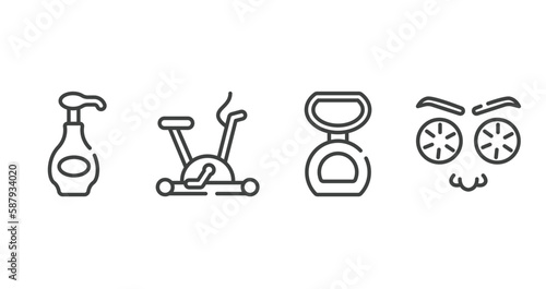 beauty salon outline icons set. thin line icons sheet included body lotion, null, matte powder, cucumber slices on face vector.