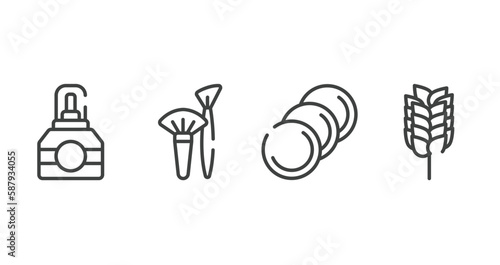 sauna outline icons set. thin line icons sheet included cologne, brushes, cotton discs, birch whisk vector.