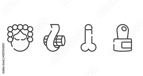 make up outline icons set. thin line icons sheet included hair curler, curl, , cuticle vector.