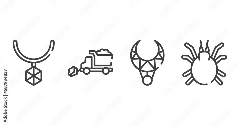 insects outline icons set. thin line icons sheet included pendant, snowplow, necklace, mite vector.