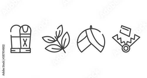 wildlife outline icons set. thin line icons sheet included sarcophagus, herb, turban, trap vector.