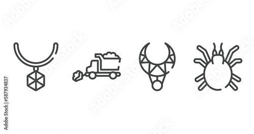 insects outline icons set. thin line icons sheet included pendant, snowplow, necklace, mite vector.
