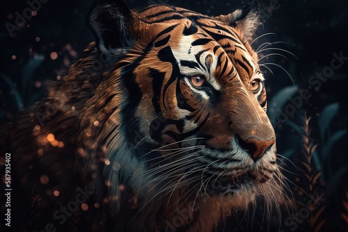 A powerful and majestic tiger in the jungle. Generative AI