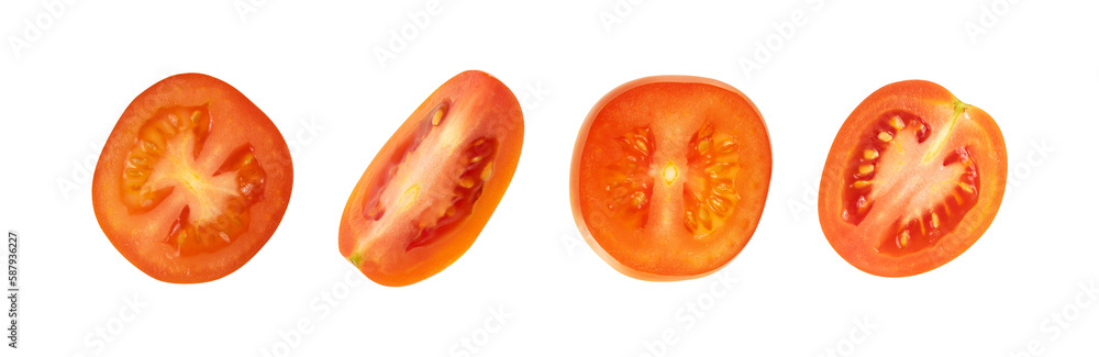 Set of fresh slice tomato isolated Set of fresh slice tomato isolated