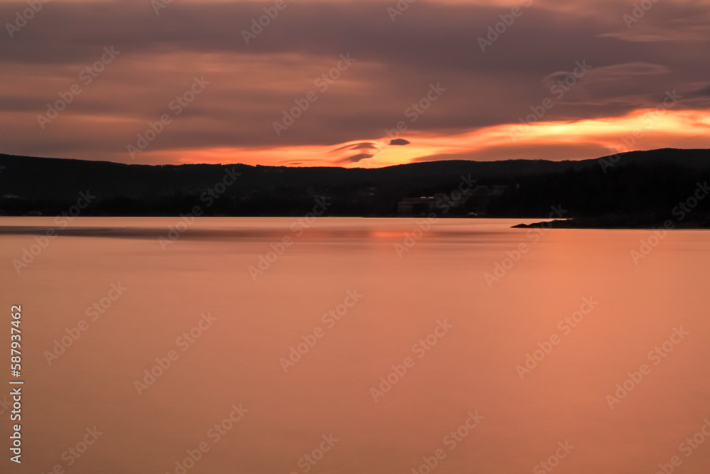 sunset over calm water - Bærum