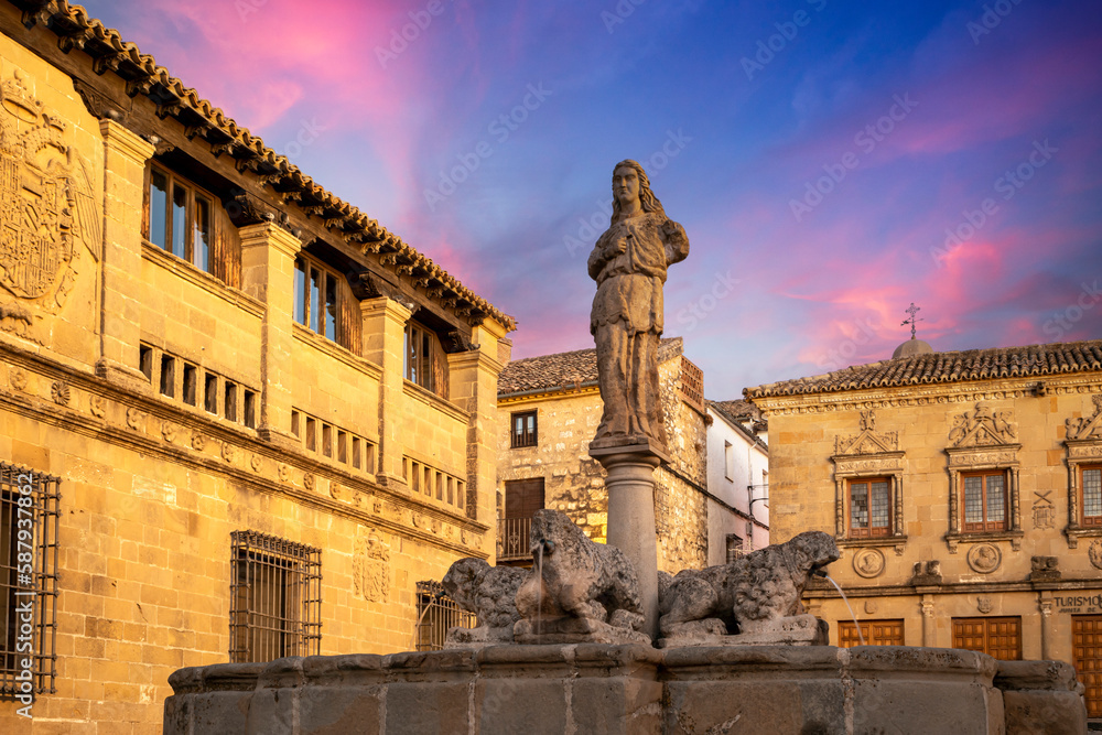 Obraz premium View of the Plaza de los Leones in the World Heritage City of Baeza in Jaen, Andalusia, Spain