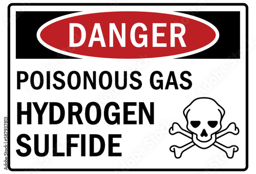 Poison chemical hazard sign and labels poisonous gas, hydrogen sulfide