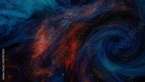 Radiant abstract deep blue and bronze paint, radiating a captivating and radiant glow.