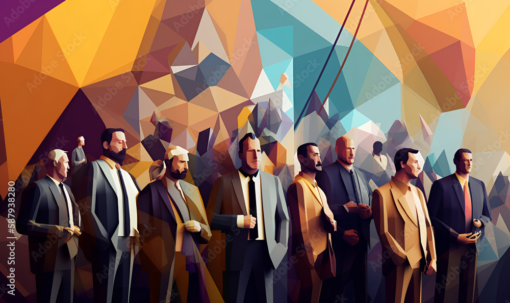 Low Poly Generative AI of Ethnic Diversity At Work. Different Employees Working Together
Low Poly Generative AI of Ethnic Diversity At Work. Different Employees Working Together