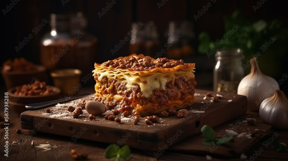 Classic home made Lasagna with bolognese sauce Generated AI