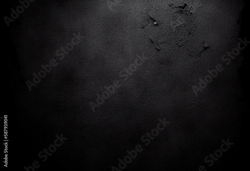 Black abstract vintage distressed background with an old worn rough vintage texture effect of which the surface is empty and blank for copy space, computer Generative AI stock illustration image