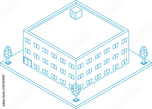 シンプルな俯瞰で見る街並みのビルディング