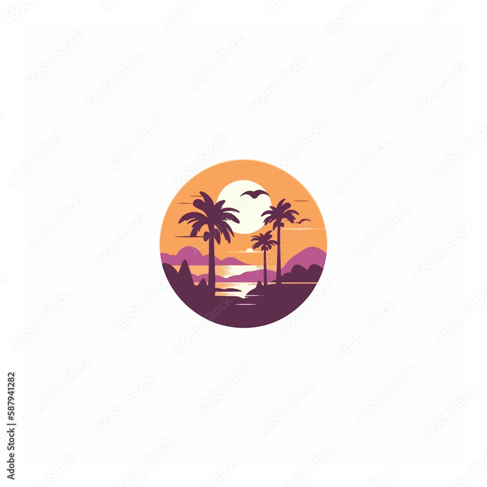 oasis silhouette modern logo vector