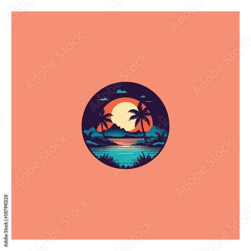 oasis silhouette modern logo vector