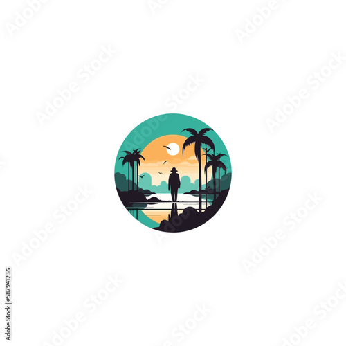 oasis silhouette modern logo vector