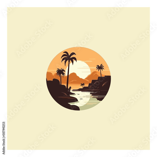 oasis silhouette modern logo vector