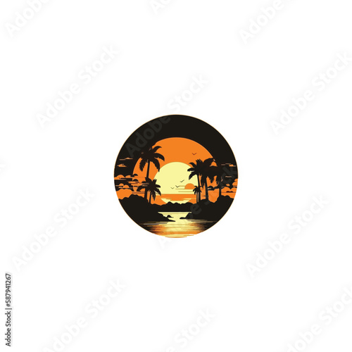 oasis silhouette modern logo vector