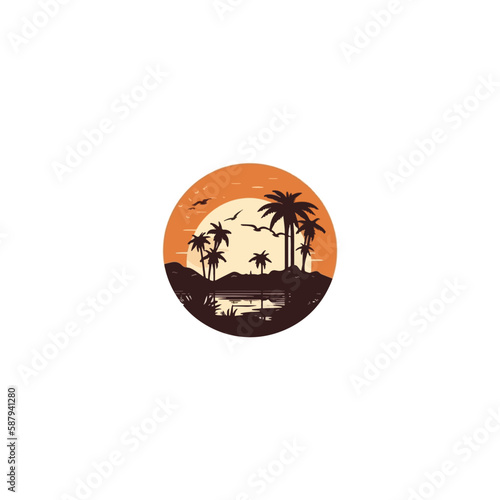 oasis silhouette modern logo vector