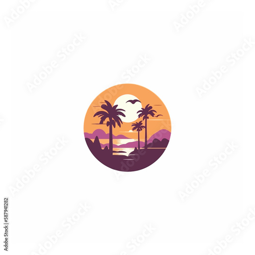 oasis silhouette modern logo vector
