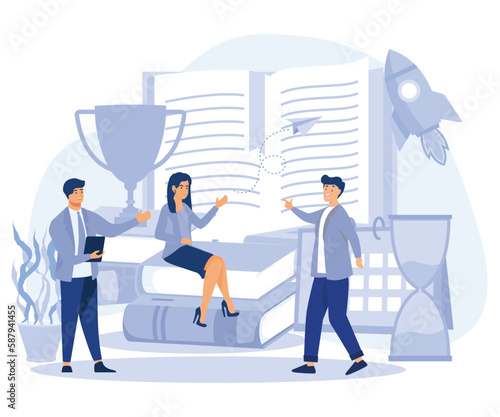 Self-learning, online education, e-book, distance e-learning. Self development concept. Skill improvement. Goal achieving, flat vector modern illustration