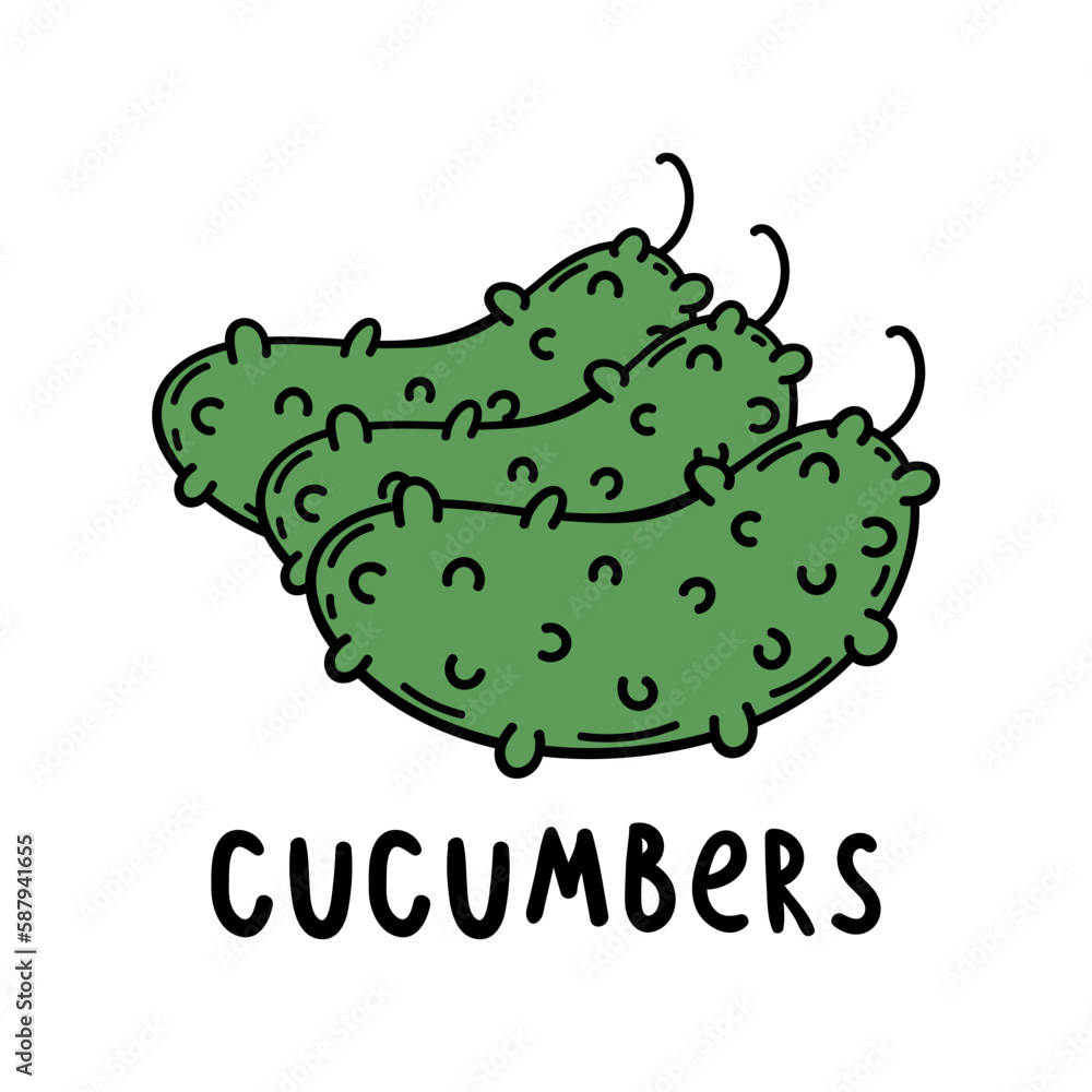 Cucumbers cartoon isolated on white. Stock vector illustration. Cucumbers cartoon isolated on white. Stock vector illustration.