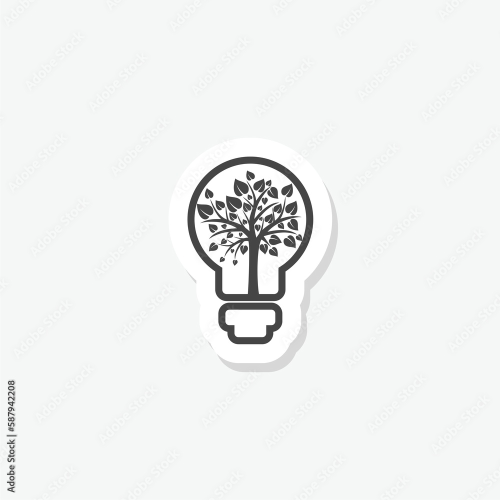 Idea Tree Icon sticker isolated on white Idea Tree Icon sticker isolated on white