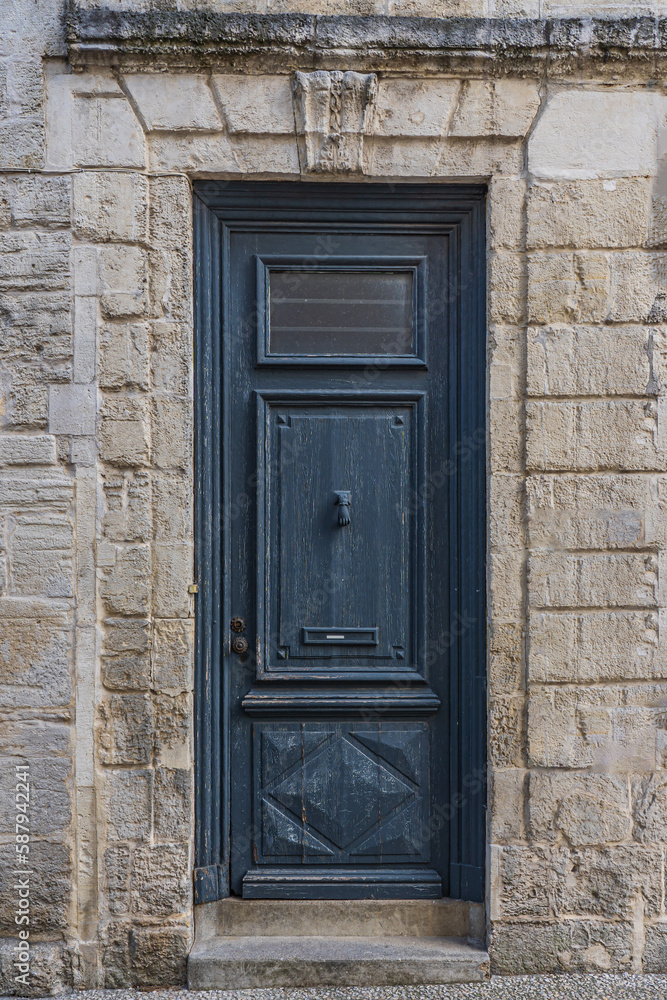 dark wooden doors for stone house