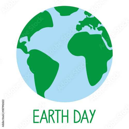 Logo con mapa de la tierra con letras palabra Earth Day 