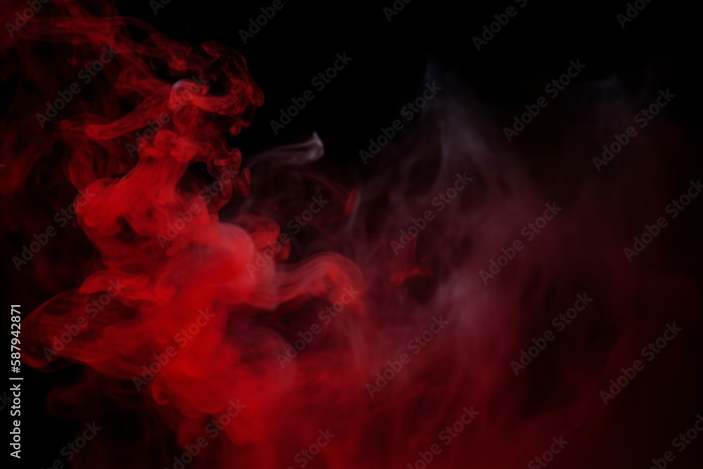 Red steam on a black background. copy space, Generative AI Red steam on a black background. copy space, Generative AI