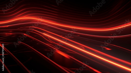 Abstract red and orange neon lines for background. Generative AI © Collab Media
