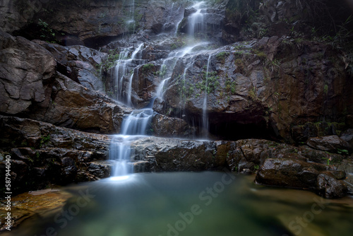 Waterfall in a tropical forest in Lao Cai Province  Vietnam