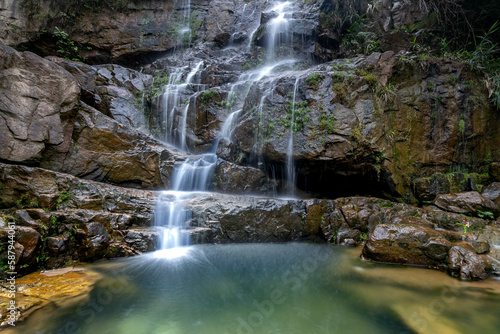 Waterfall in a tropical forest in Lao Cai Province  Vietnam