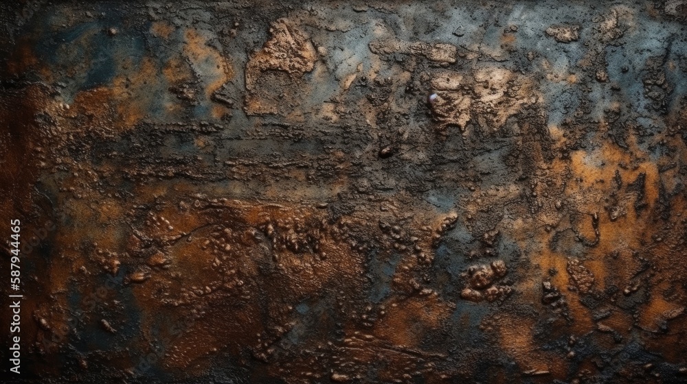 Old grunge copper bronze rusty texture dark black. Generative AI
